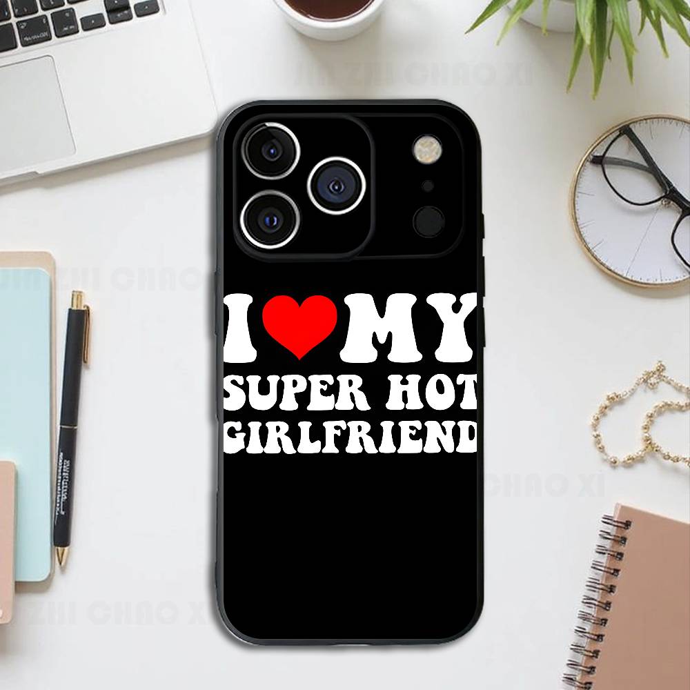

Creative I Love Black Phone Case For IPhone 17 16 15 14 13 12 13 12 11 Pro Max Plus XS XR Silicone Soft Back Cover iPhone17pro