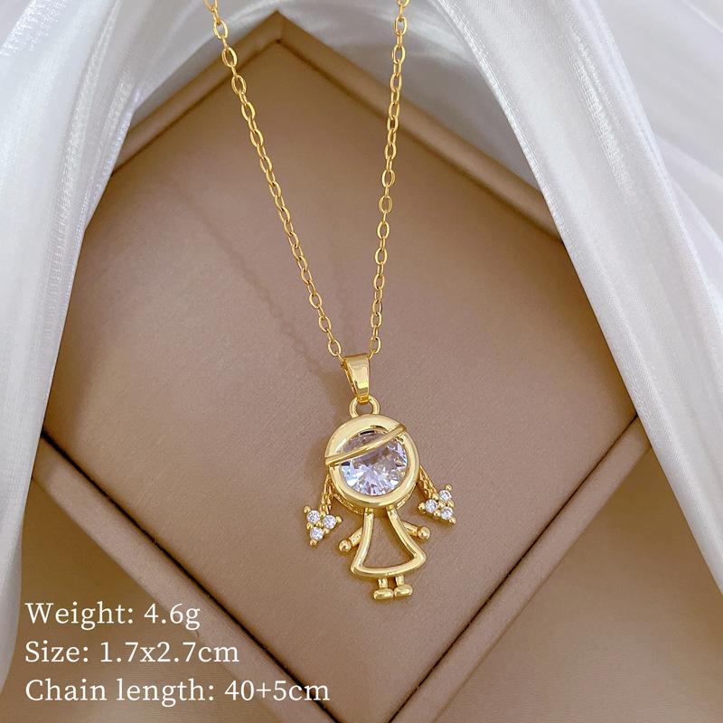 Butterfly Heavy Industry Necklace Women'S Copper Micro-Inlaid Real Gold Electroplating Delicate Clavicle Chain Neck Chain