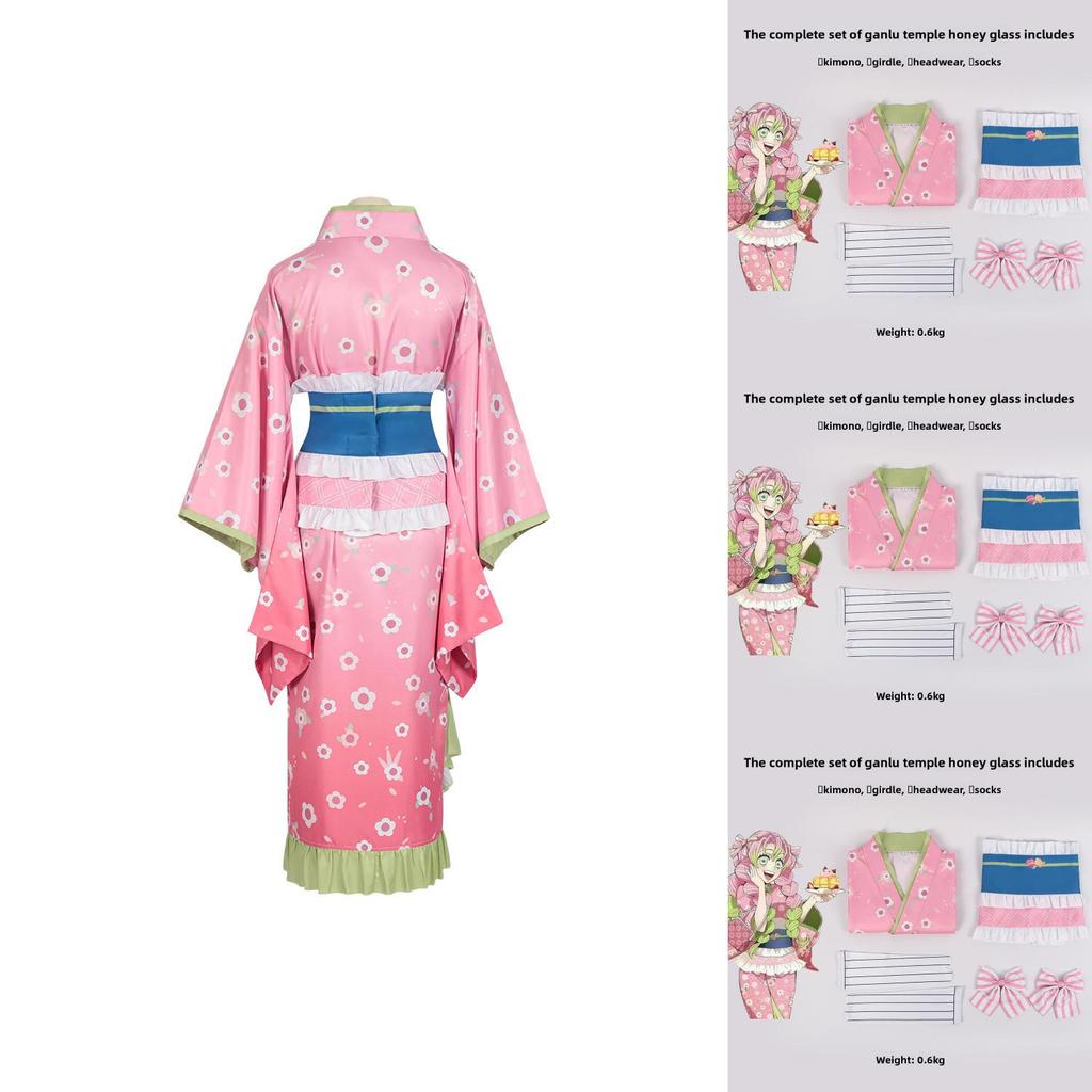 Kanroji Mitsuri Cosplay Costume With Polyester Fabric For Anime Cosplay And Role Playing