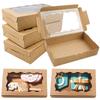 10PCS Kraft Paper Cake Candy Boxes Rectangle Open Window Wedding Jewelry Chocolate Gift Packaging Boxes Baking Party Supplies