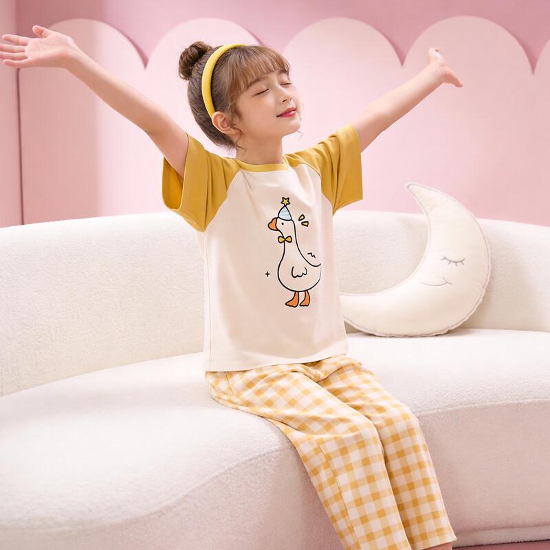 Girls' 100% Cotton Summer Short-Sleeve Pajama Set