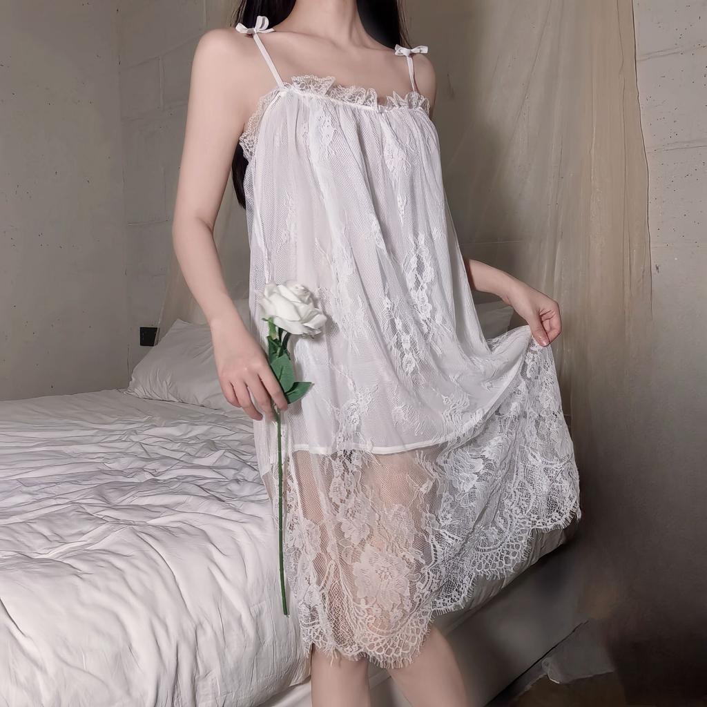 Fat mm large size boudoir temptation lace lingerie maternity suspenders pajamas nightdress set