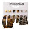 Geometrische Ringform Leopardenmuster Damenohrringe Set Personalisierter übertriebener Stil Ohrringe
