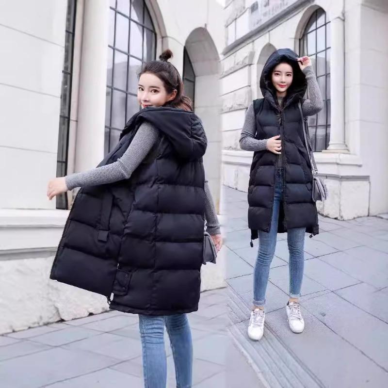 Medium and long down cotton vest women's autumn and winter new loose outer vest cotton jacket