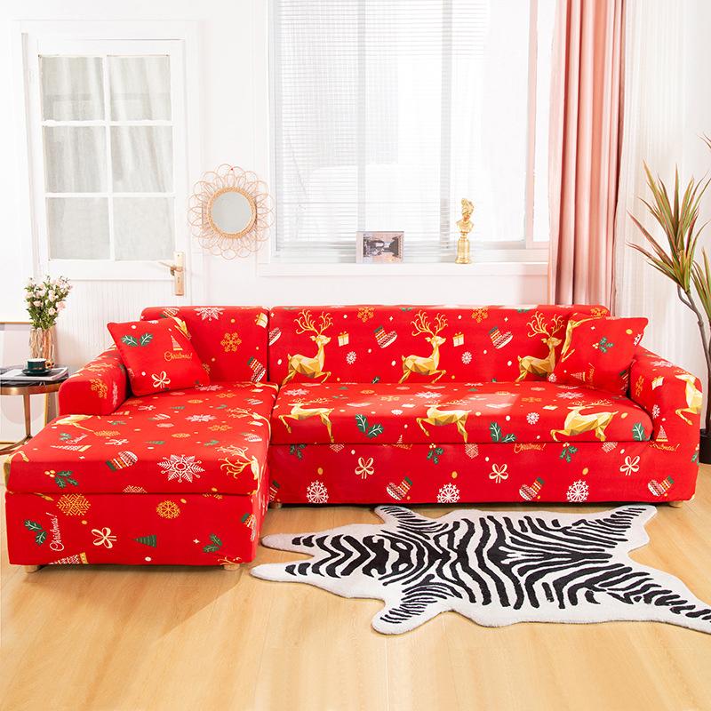 Рождественские чехлы на диван Растягивающиеся чехлы на угловой диван с шезлонгом Чехлы на Г-образный диван Защита мебели Medium(145-185cm)1pc