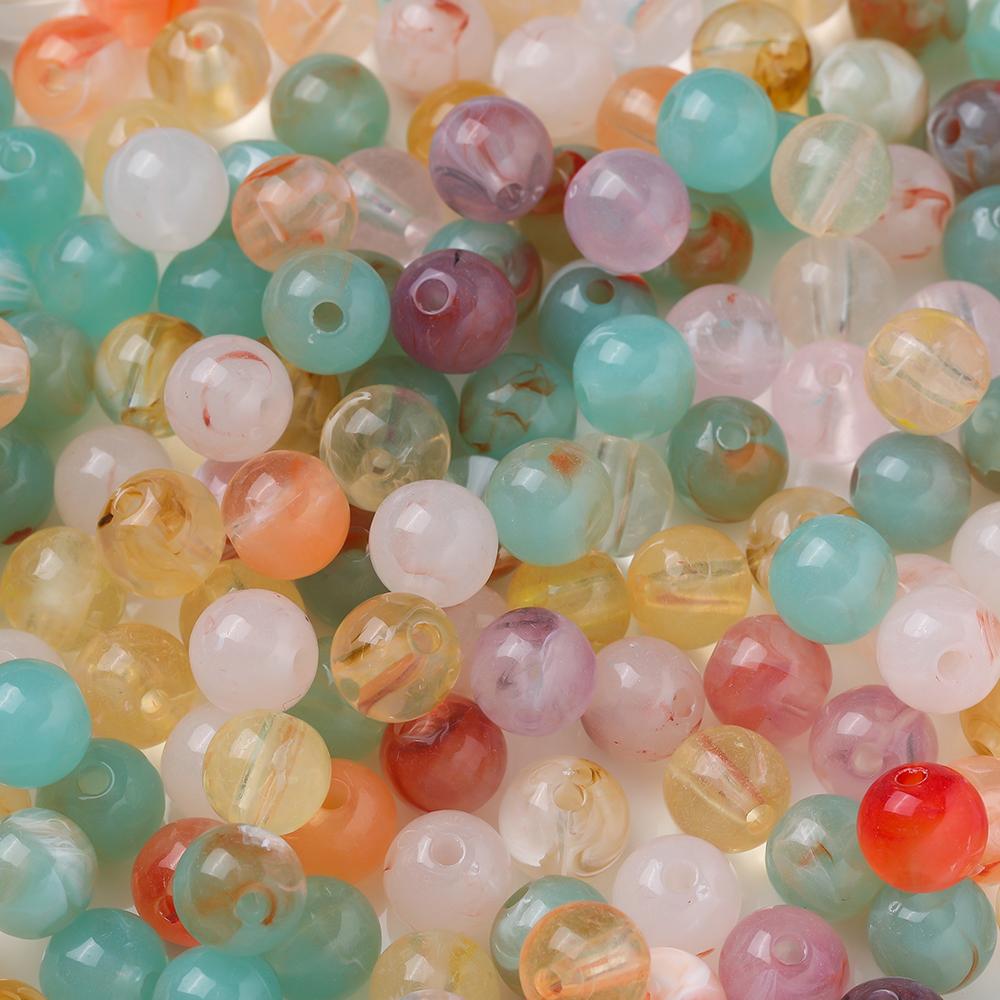 20pcs/Lots Acrylic Imitation Stone Round Beads Spacer Loose Beads for DIY Earrings Necklaces Bracelets Jewelry Making Supplies