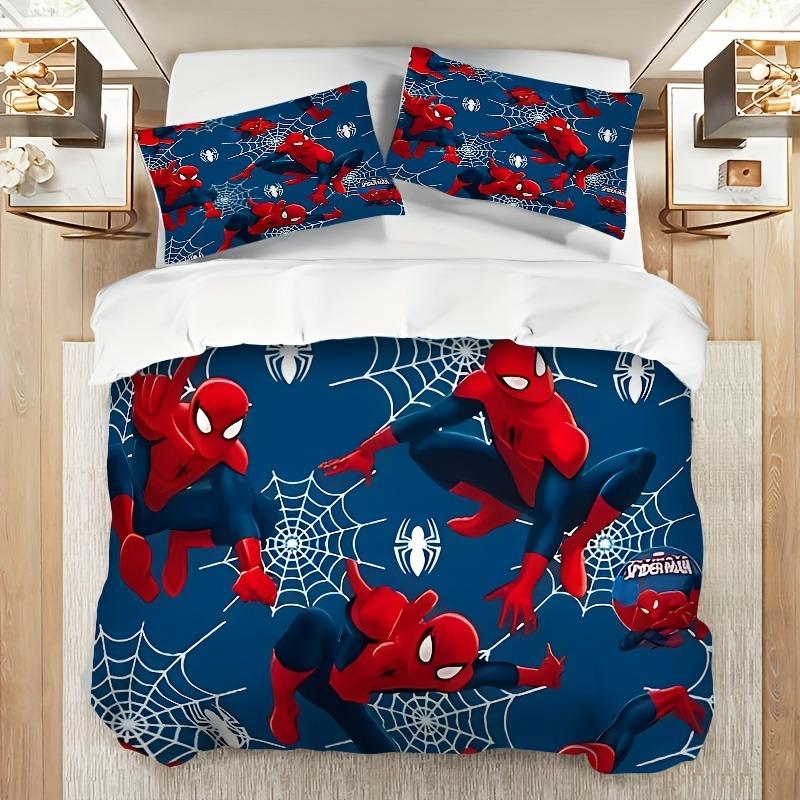 Spider-Man 3-teilig 1 Bettbezug Einteiliges Bettwäsche-Set Comforte Luxus Exquisites Geburtstagsgeschenk 100% Polyester Heimdekoration