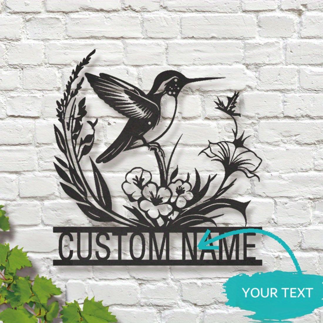 Customizable Metal Bird Flower Wall Art, Personalized Farmhouse Name Sign for Nature Lovers M чёрный