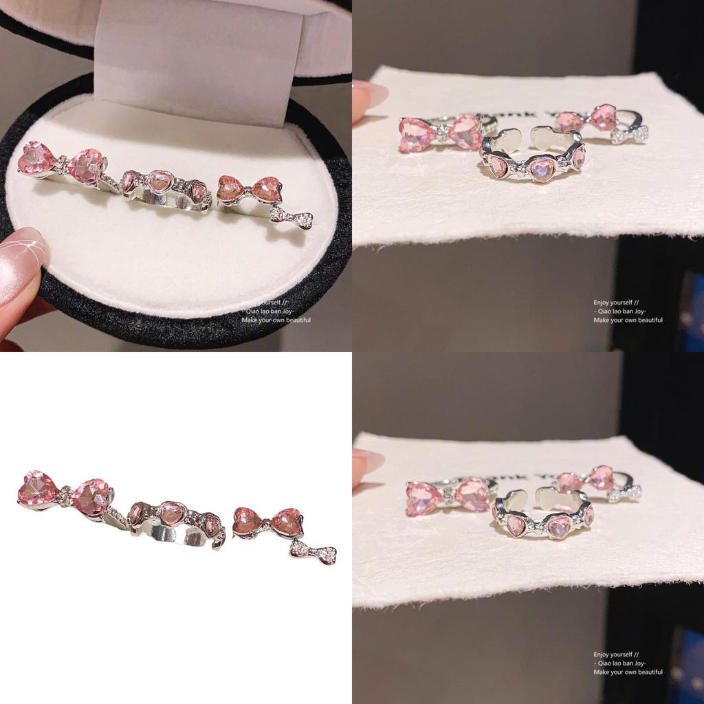 Jewelry Butterfly Bow Ring Set With Rhinestones For Women Fashion Accessories