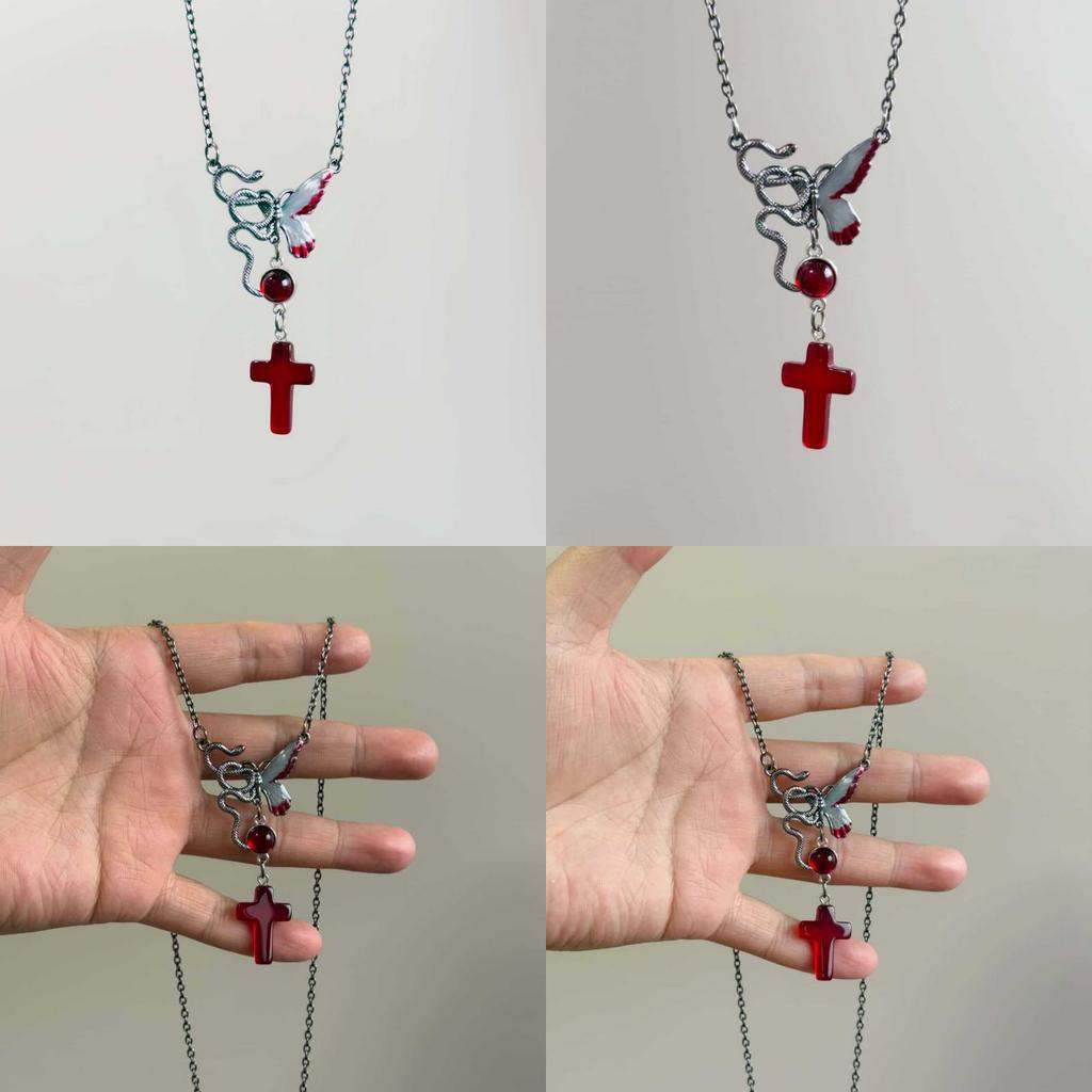Gothic Punk Street Style Alloy Necklace With Geometric Cross Pendant For Party Wear