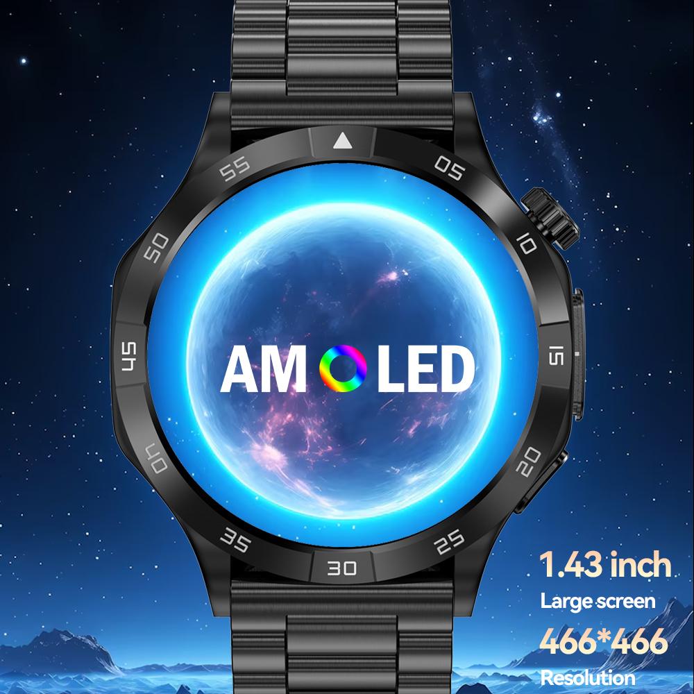 Chytré hodinky SACOSDING, krevní tlak, krevní kyslík, kyslík, EKG+PPG, zdraví, chytré hodinky 1,43" HD AMOLED Bluetooth volání SOS hodinky chytré