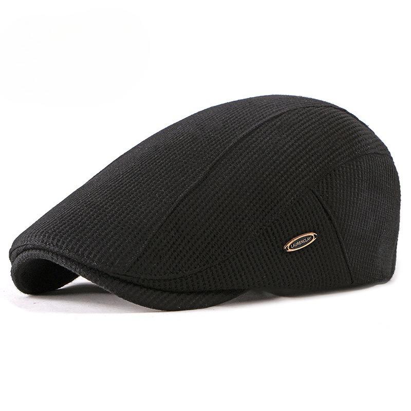 Autumn Winter Knitted Flat Cap for Men Women Retro British Style Solid Color Newsboy Hat Warm Wool Beret Casual Duckbill Cap