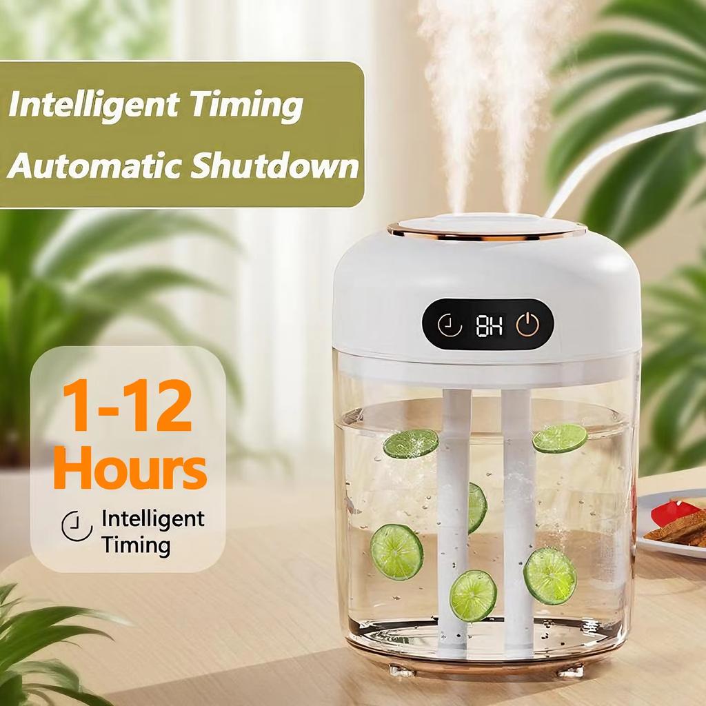 Large Capacity Dual Spray Humidifier Desktop Aroma Diffuser Home Bedroom Remote Timer Ambient Light Screen Display Mist Maker