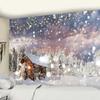 Tapisserie murale à suspendre avec paysage de neige et sapin de Noël, flocon de neige, maison, cadeau de vacances, décoration d'intérieur psychédélique rétro bohème