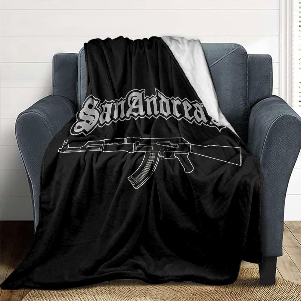 1pc San Andreas AK-47 Soft Warm Throw for Home, Office, Trave, All-Season Cozy Bedding Gift, Office Cozy Accessory 1123