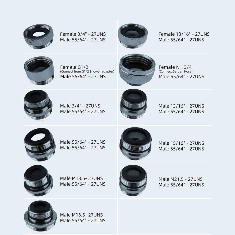11Pcs Faucet Adapter Kit Brass Kitchen Bathroom Faucet Sprayer Garden Hoses Water Filters Accessories Spare Adapter Kit 7sizes
