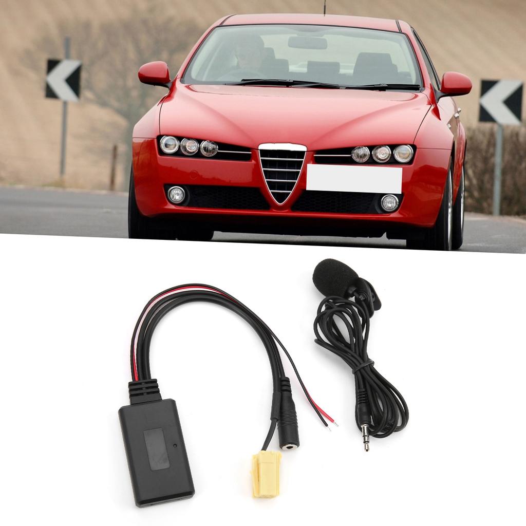 Bluetooth 5.0 AUX-kabeladapter med mikrofon Handsfree Erstatning for Fiat 500/Grande Punto/Qubo/Fiorino