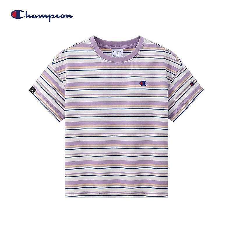Champion Unisex Kids' Striped Embroidered Short Sleeve T-Shirt