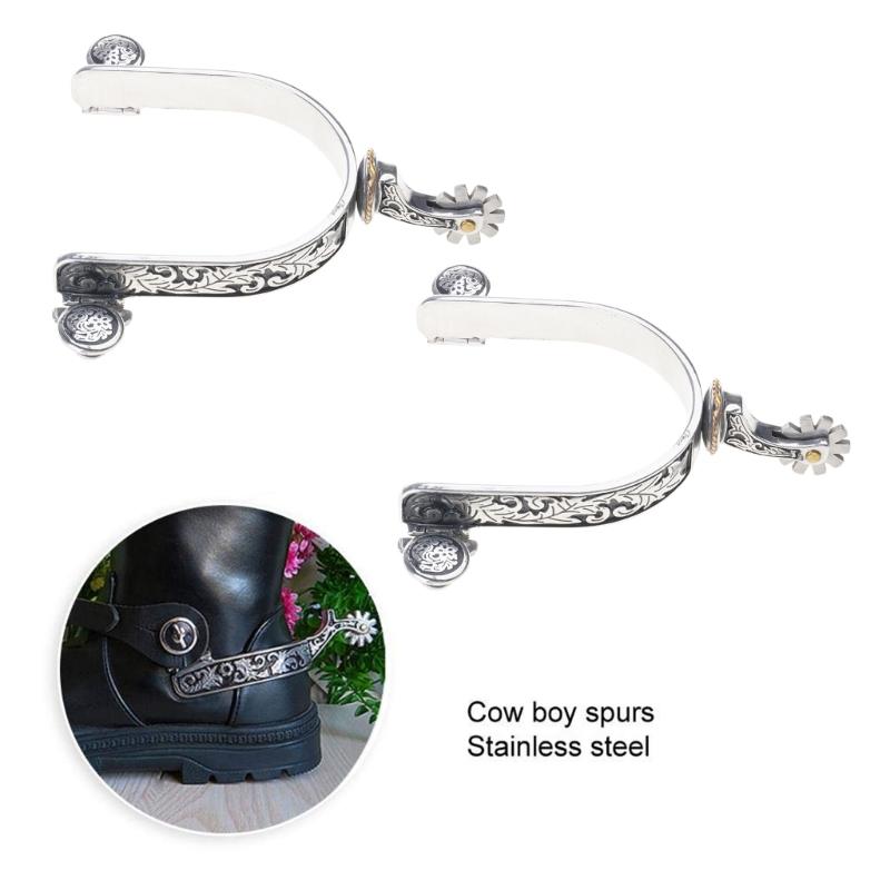 Stainless Steel Horse Spur Exquisites Roping Spur Rustproof Horse Boot Spur Decoration for Equestrian Competition