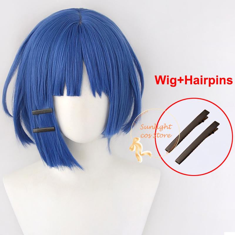 Anime Bocchi Yamada Ryo Cosplay Pruik Dames Kort Blauw Yamada Ryo Pruiken Hitte Hittebestendig Synthetisch Cosplay Anime Pruik + Pruikenkap One Size blue