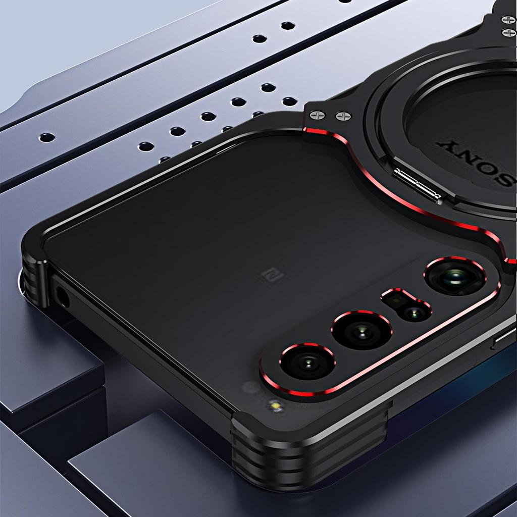 For Sony Xperia 1 IV 5G Kickstand Case Metal Bumper Magnetic Phone Cover