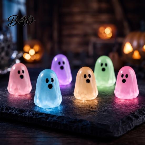 Halloween Gift Ideas for Kids Glow in The Dark Ghost Figurines, Cute Resin Bead Set Fun Festive Desk Accessories Decoration, Mini Colorful Tiny Statue