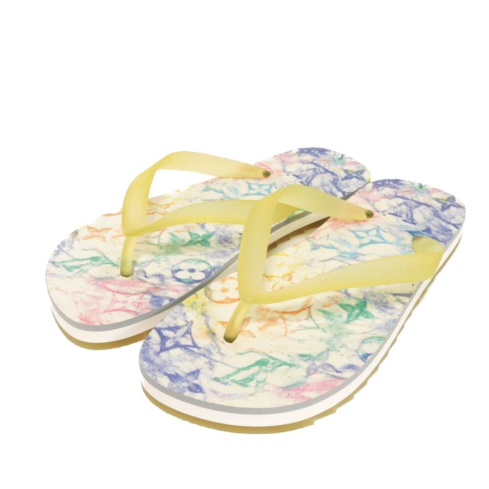 Used 12564 Molitor Line Thong Sandals 1A8JRL 7909 5 Multi 9.6" Unused 21 Stainless Steel Monogram Pastel White Men's