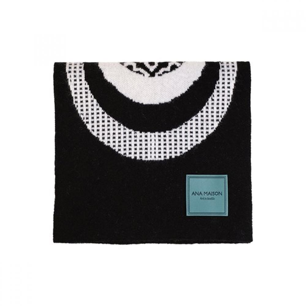 Ana Maison Unisex Cashmere Jacquard Scarf Black Km spaceforaBlack