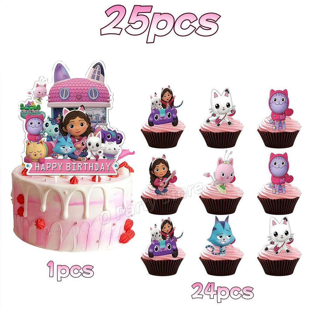 Gabby Dollhouse Birthday Decoration Gabby Disposable Dishes For Parties Girls Boys Favors Baby Shower Supplies Child Party Decor