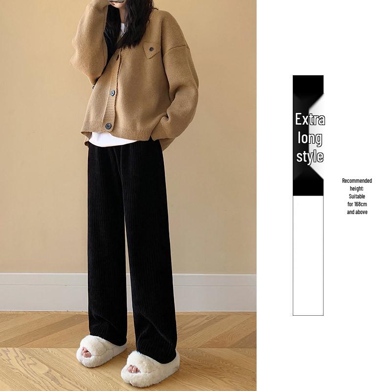 

Women s White Corduroy Wide-Leg Pants - Velvet, Thick, Warm, Straight-Leg, Small Fit, Autumn/Winter 2025. S (80-95 lbs)