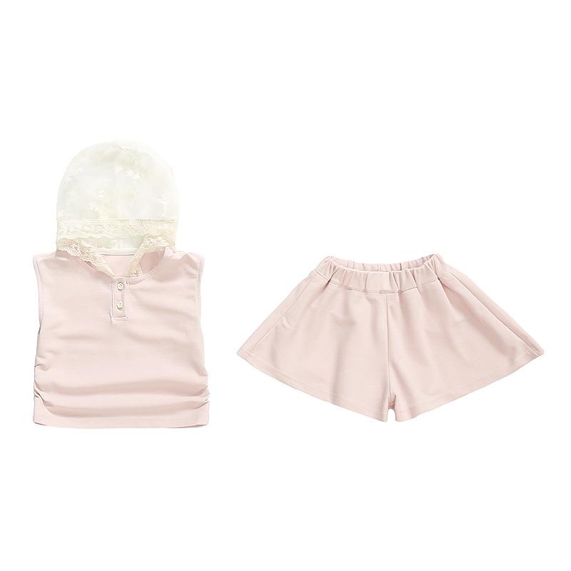 Mädchen Sommer Weste Set Kinder Spitze Ärmellos Zweiteiler Baby Sommerkleidung Trendig