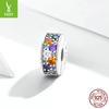 Colorful Garden Clip Buckle Beads, Colorful 3A Zircon 925 Silver Bead Accessories Scc1609