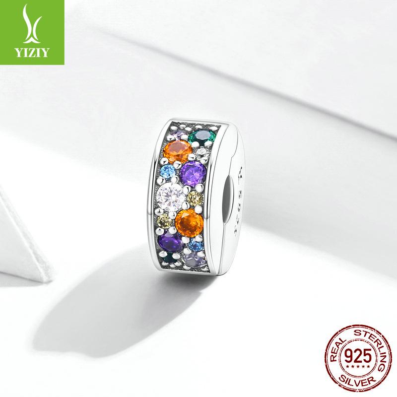 Colorful Garden Clip Buckle Beads, Colorful 3A Zircon 925 Silver Bead Accessories Scc1609