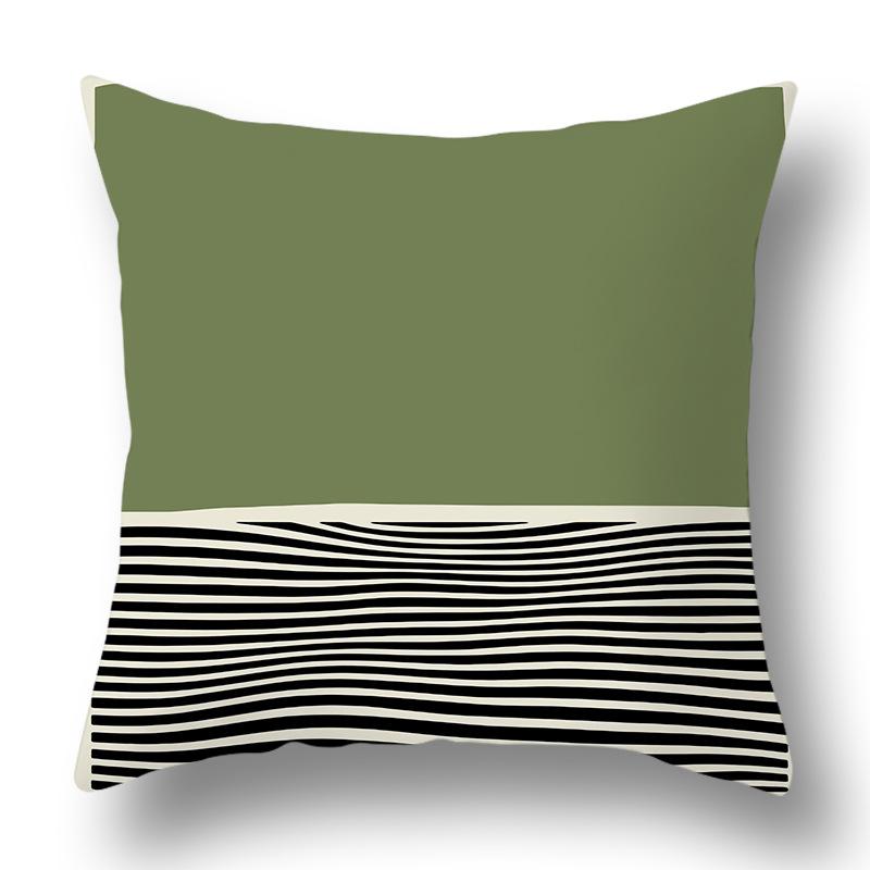 Nordic Abstract Green Geometric Pillowcase Flower Print Home Petal Velvet Pillow Cushion Cover