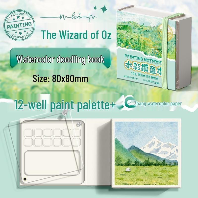 Blue Fruit Acrylic Cardstock Drawing & Doodling Mini Watercolor Pocket Book with Thickened Blank Pages