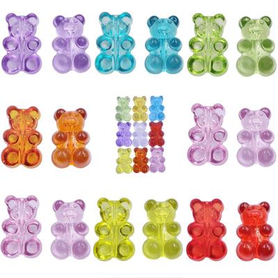 10Pcs Cute DIY Gummy Bear Resin Charms Beads with Hole Necklace Pendant Earring Making Jewelry Decor DIY
