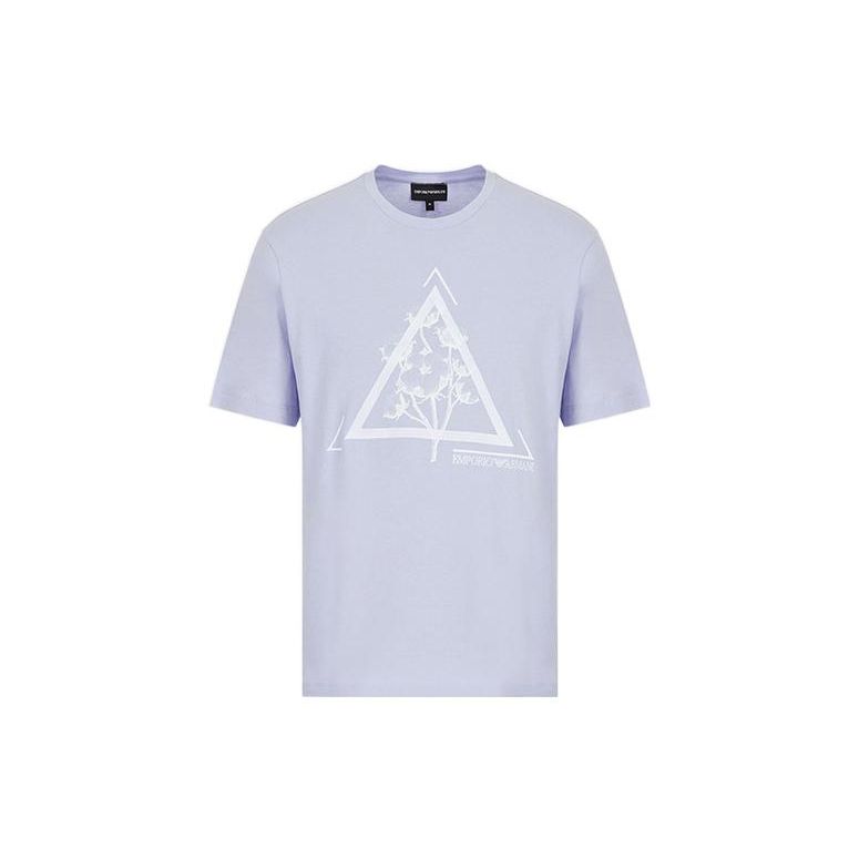 Emporio Armani Ss22 Geometric Pattern Large Logo Print Crew Neck Short Sleeve T-Shirt Men Tops Light-Purple 3L1T6S-1JQ4Z-F806 L