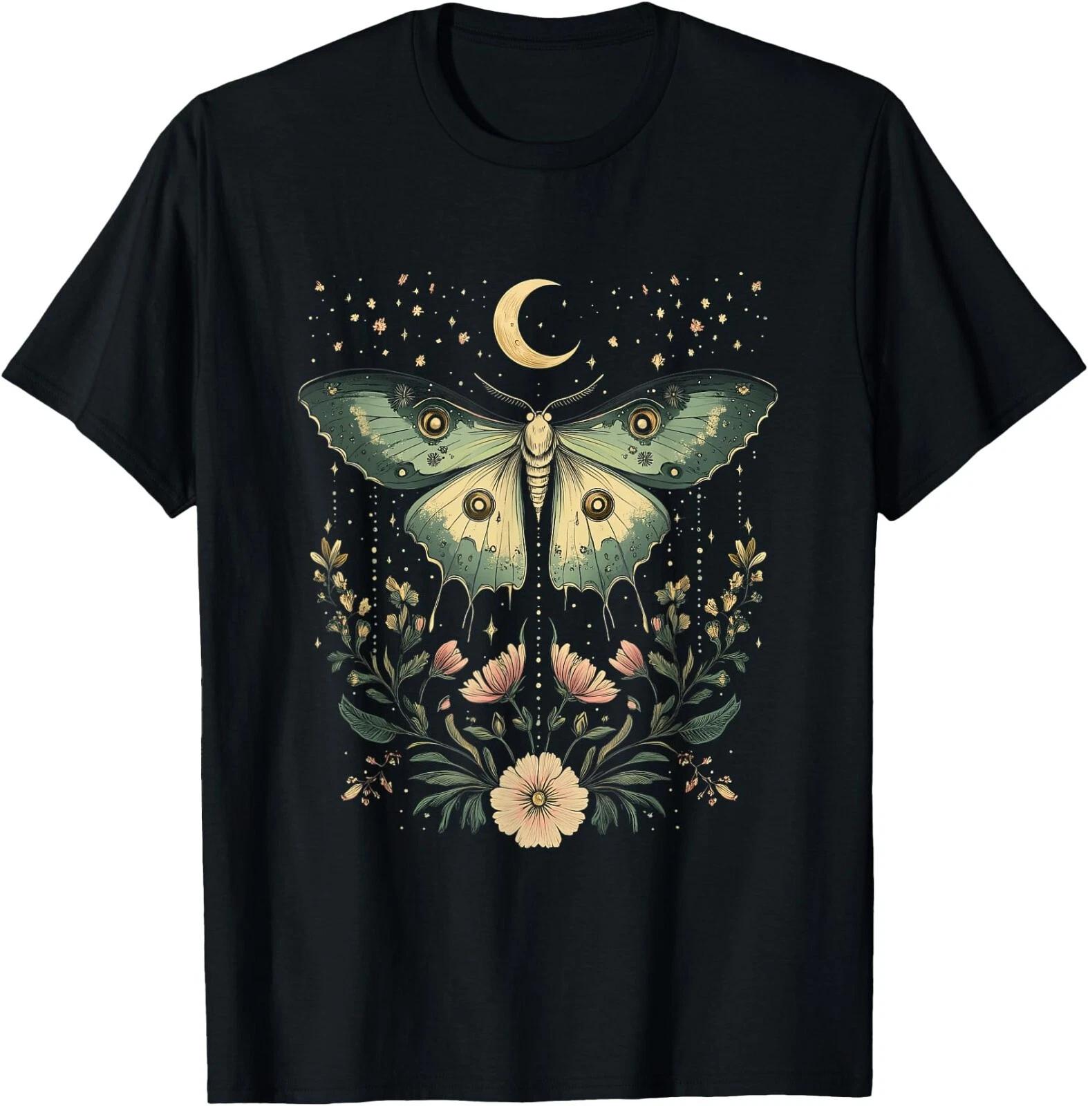 goblincore moth and butterfly moonphases flowers cottagecore T-Shirt,Unisex Tee L
