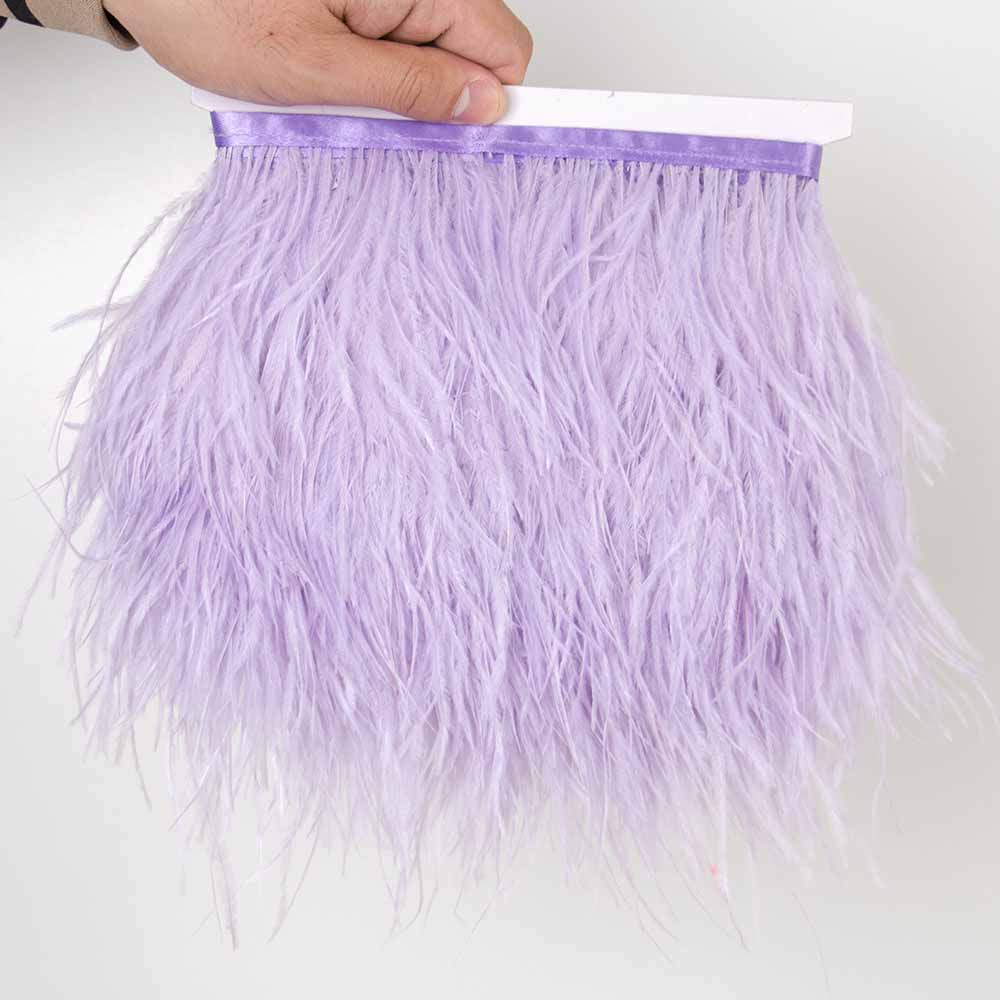 1Meter Red Ostrich Feathers Trim on Tape Ribbon Fringe 8-10cm Fabric Skirt Sewing Trimmings Feather Dress Clothes Decoration