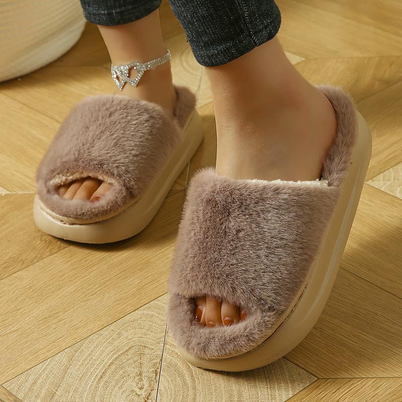 Fashion Fluffy Women's Slippers Home Winter Luxury Design Woman Shoes Flat Fashion Fuzzy Fur Slides Casual Indoor Elegant Plush Footwear