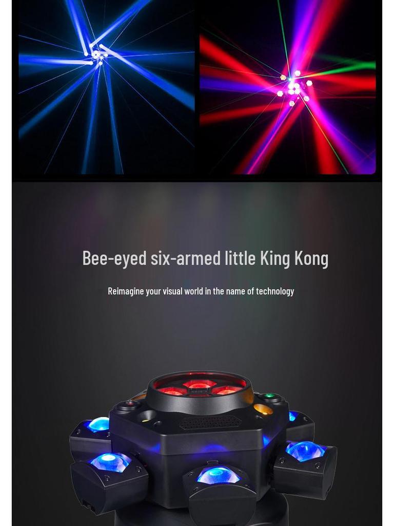 Professional Six-Arm Bee Eye Rotating Stage Light for Indoor Parties & KTV Bars