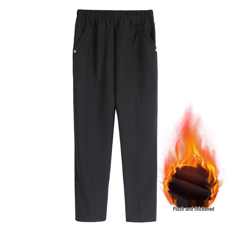 

Fleece-Lined Pants for Middle-Aged and Elderly Women: Loose, Thick, Plus Size Autumn/Winter Wear. 6XL suitable for 160-175 jin