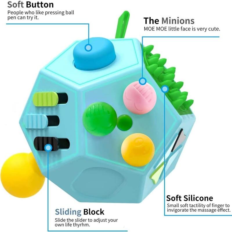 Fidget Dodecagon 12-Side Fidget Toys Cube Relieves Stress and Anxiety Anti Depression Travel Toy, Focus,Boredom for Kids Adults