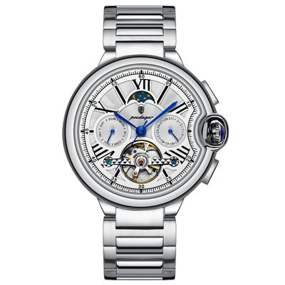 Luxus Herrenuhr Tourbillon Datum Woche Edelstahl Herrenuhr Wasserdicht Automatisch Mechanisch Militärische Herrenuhren