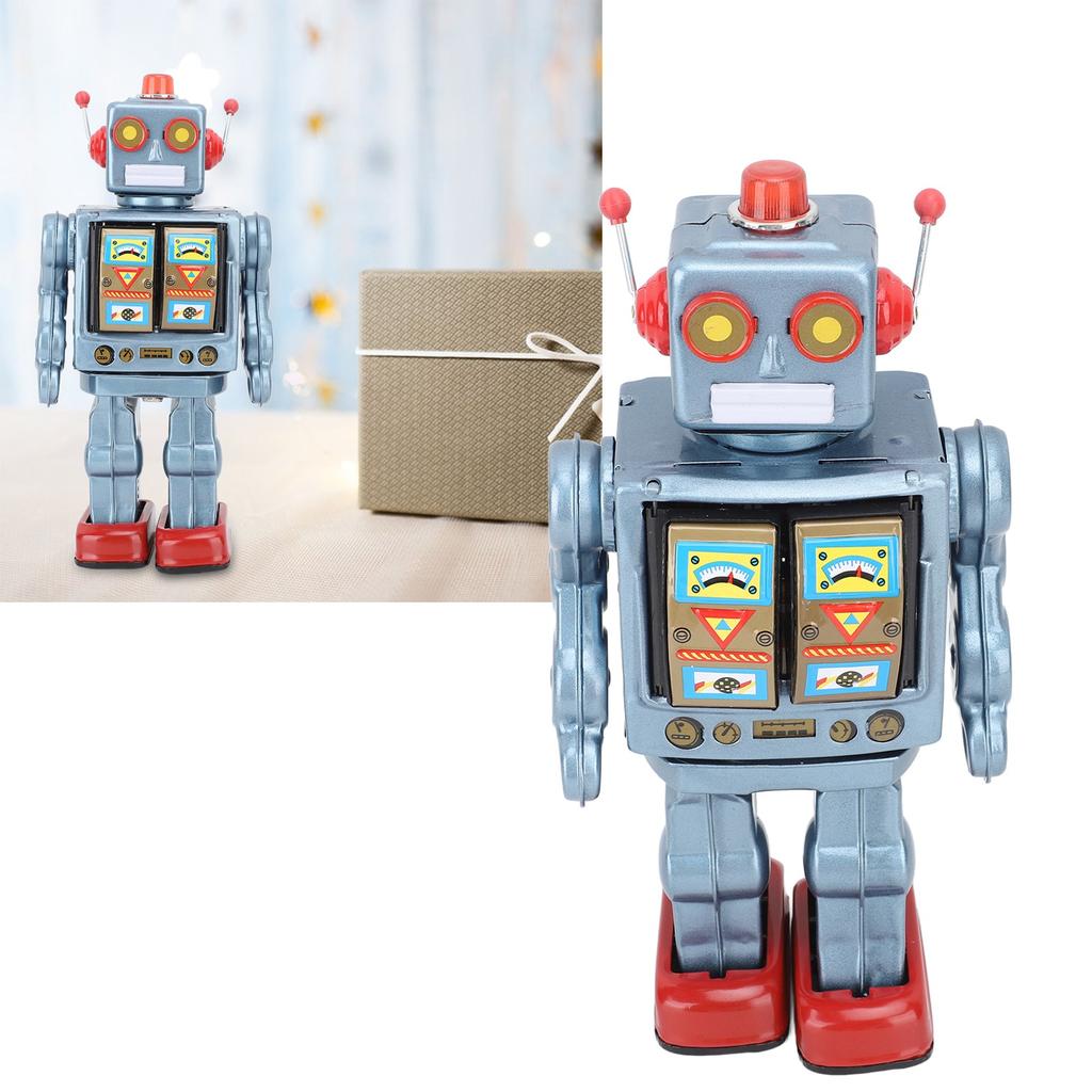 Metal Tin Robot Toy Retro Electric Rotating Figures Model Adult Collection Kids Gift