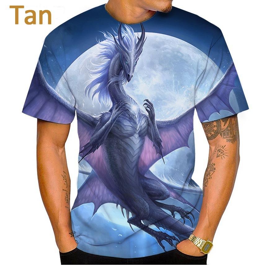Summer Round Neck Dragon Series 3D Print Top Fashionable Casual Short Sleeved Men's T-shirts