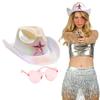 Spring Sunproof Wedding Cowgirl Hat with Heart Sunglasses for Bachelorette Party