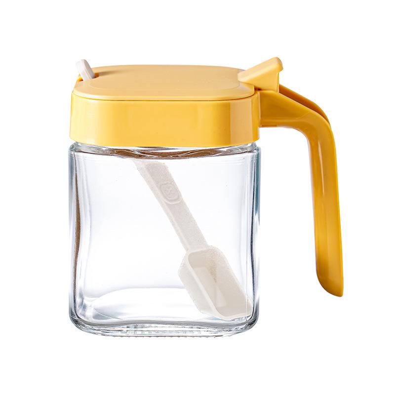 Glass Seasoning Box Set: Separate Storage for Salt, Sugar, MSG in Sealed Jars with Spoons