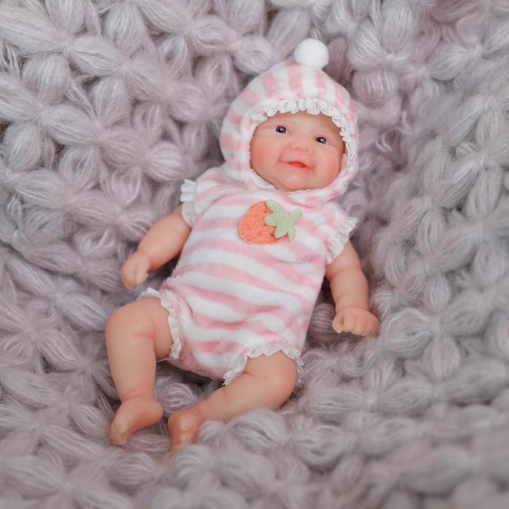 Lovely15cm Solid Silicone Rebirth Doll Vivienne Stretchable Soft Skin Newborn Doll Vivid Facial Expression Simulation Baby Dolls for Kids Xmas Present