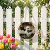 Clear Acrylic Halloween Hanging Suncatcher Jigsaw Puzzle Set, Spooky Ghost Floral Meadow Window Ornament with Metal Stained Glass Frame &